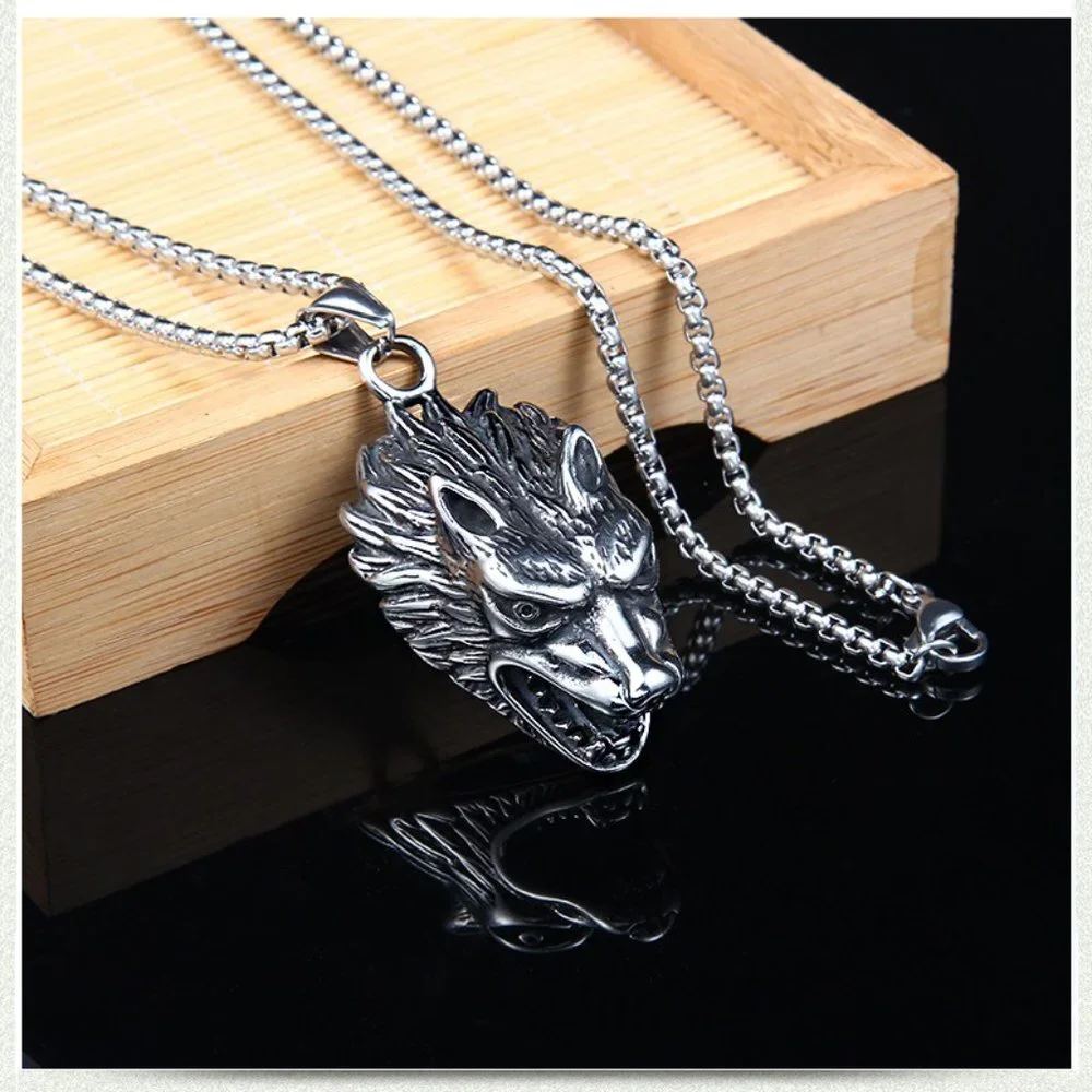 ❤️Hip Hop Hollow Trendy Wolf Head Pendant necklace for women/men, N90201P202